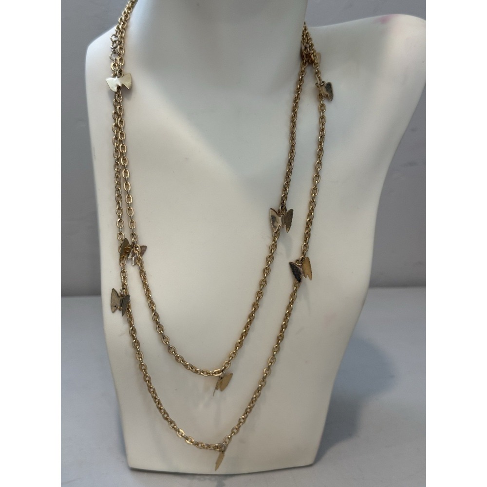 Vintage Sarah Coventry Gold Tone Cable Chain Butterfly 26" L Rope Chain-1970's